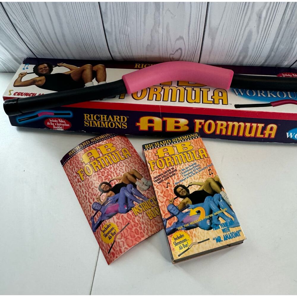 VTG 1997 Richard Simmons Ab Formula Video Workout VHS Booklet and AB Bar